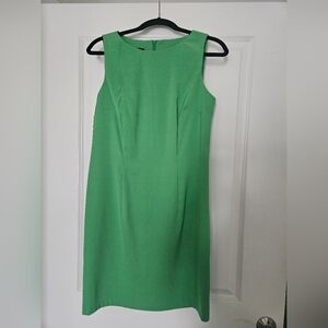 AB Studio Green Sheath Midi Dress Mock Neck